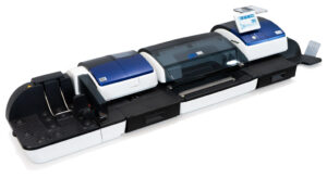 Angled view of PostBase Vision A120 postage meter